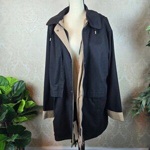 London Fog Black and Tan Trench Coat